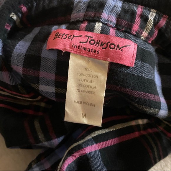 Betsey Johnson Intimates Women M Pajama Top Button Up Fun Plaid (Missing Button) - Picture 8 of 13